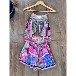 Camilla Shoestring Romper in Festival Friends Size Medium